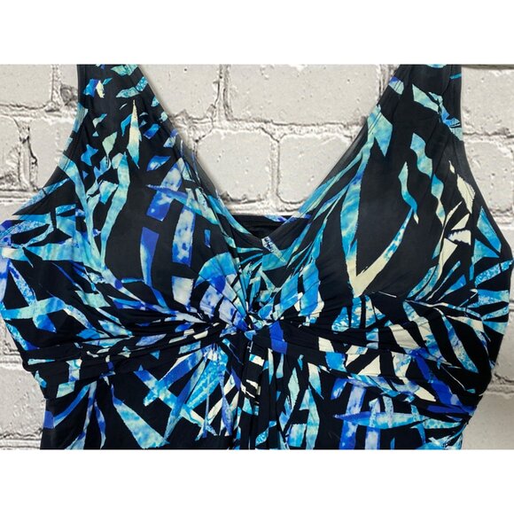 Swimsuits for All Women’s Plus 24 Twist Front Swim Dress One Piece Black New - Picture 7 of 9